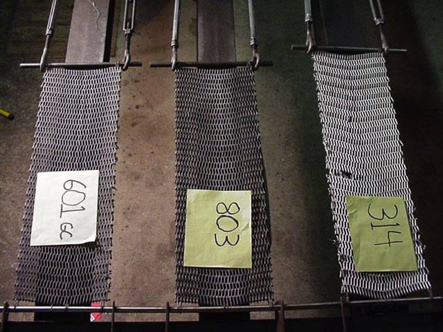 Pull test on 3 different wire-mesh examples.