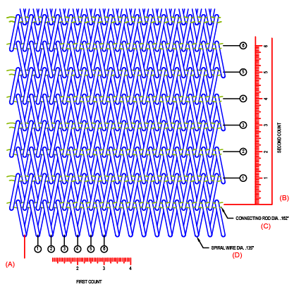 Technical drawing for a balanced weave mesh.
