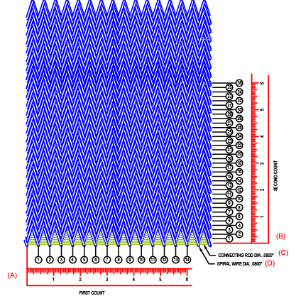 Technical drawing for a compound balanced weave mesh.
