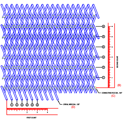 Technical drawing for a double balanced weave mesh.